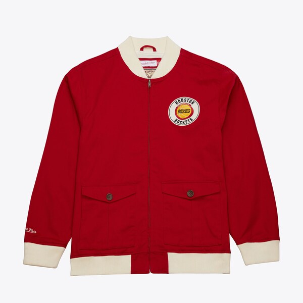 Houston Rockets Red Vintage Logo Replay Cotton Twill Full-Zip Jacket