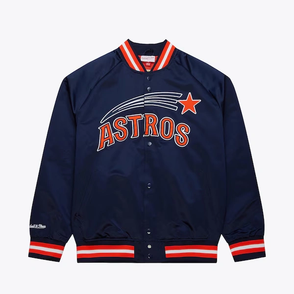Houston Astros Navy Lightweight Satin Raglan Full-Snap Jacket