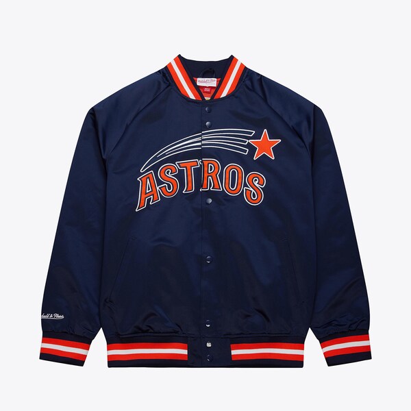 Houston Astros Navy Lightweight Satin Raglan Full-Snap Jacket