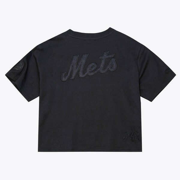 Women's New York Mets Black Phantom Cropped T-Shirt 3 Women's New York Mets Black Phantom Cropped T-Shirt