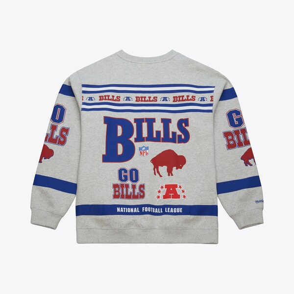 Buffalo Bills Heather Gray All Over Print Vintage Fleece Crewneck Sweatshirt 3 Buffalo Bills Heather Gray All Over Print Vintage Fleece Crewneck Sweatshirt