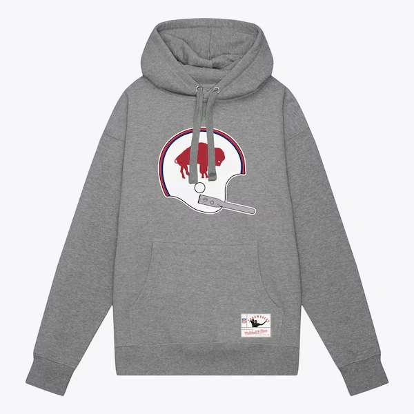 Buffalo Bills Gray Helmet Logo Vintage Pullover Hoodie