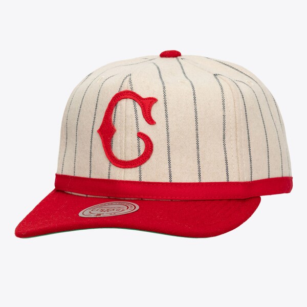 Cincinnati Reds Cream/Red Vintage Pinstripe Strapback Hat