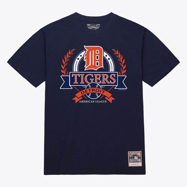 Detroit Tigers Navy Cooperstown Crest Arch T-Shirt