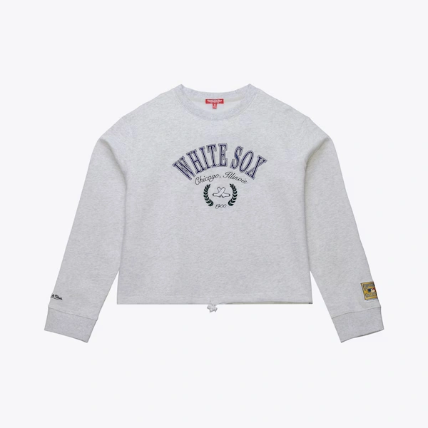 Women's Chicago White Sox Heather Gray Cropped Fleece Toggle Pullover Sweatshirt