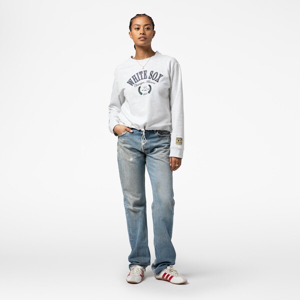 Women's Chicago White Sox Heather Gray Cropped Fleece Toggle Pullover Sweatshirt