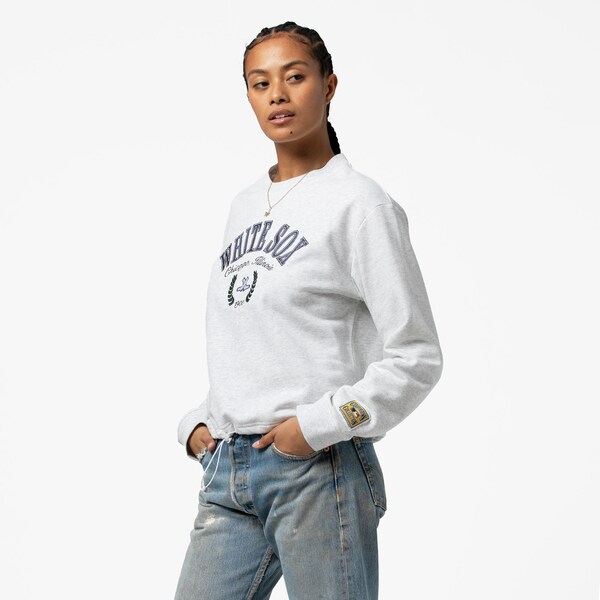 Women's Chicago White Sox Heather Gray Cropped Fleece Toggle Pullover Sweatshirt