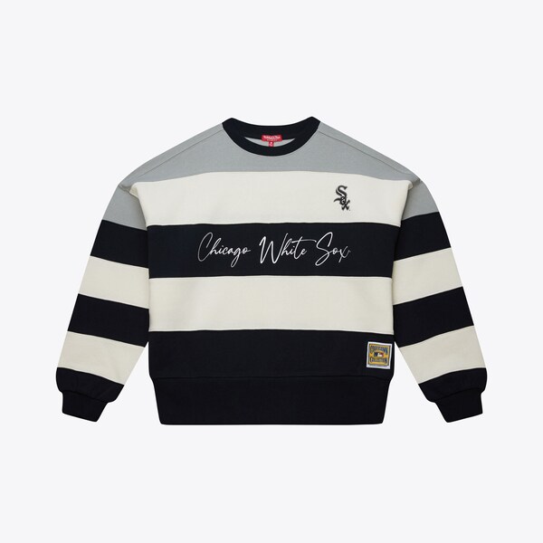 Women's Chicago White Sox Black Blocked Fleece Pullover Sweatshirt