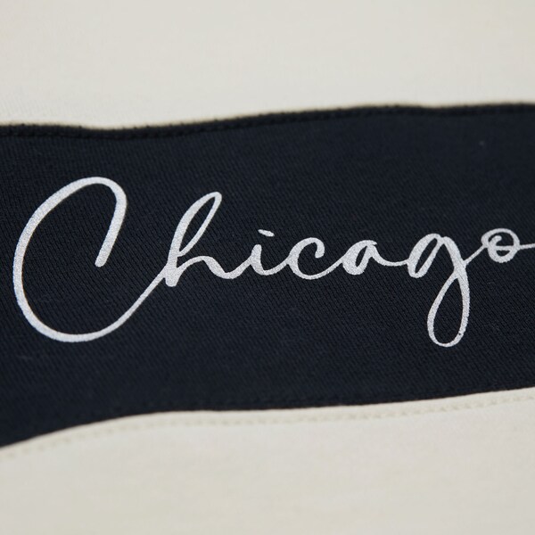 Women's Chicago White Sox Black Blocked Fleece Pullover Sweatshirt