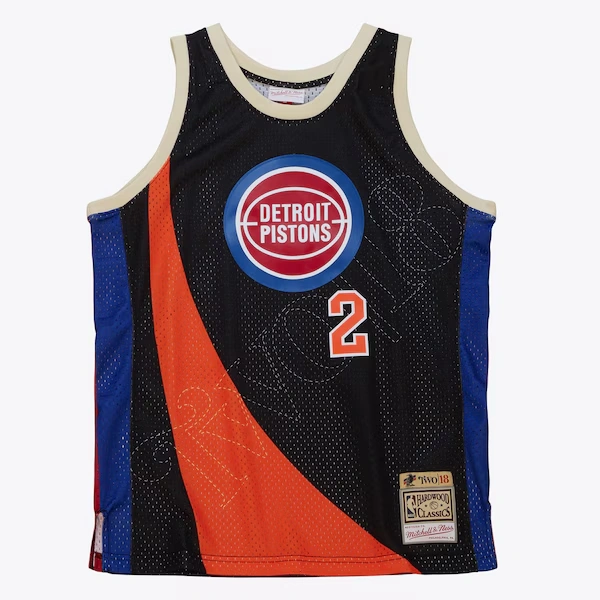 Detroit Pistons Black M&N x Two 18 Fashion Jersey