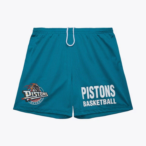 Detroit Pistons Teal Vintage Logo Gameday Mesh 7\" Shorts