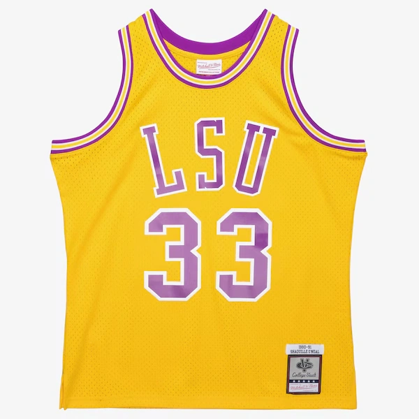 Shaquille O'Neal LSU Tigers 1990-91 Gold Swingman Player Jersey