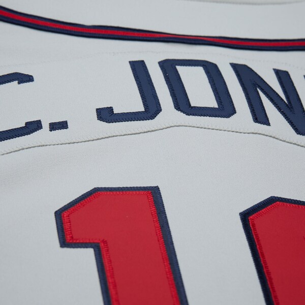 Chipper Jones Atlanta Braves 1995 Gray Authentic Throwback Jersey 10 Chipper Jones Atlanta Braves 1995 Gray Authentic Throwback Jersey