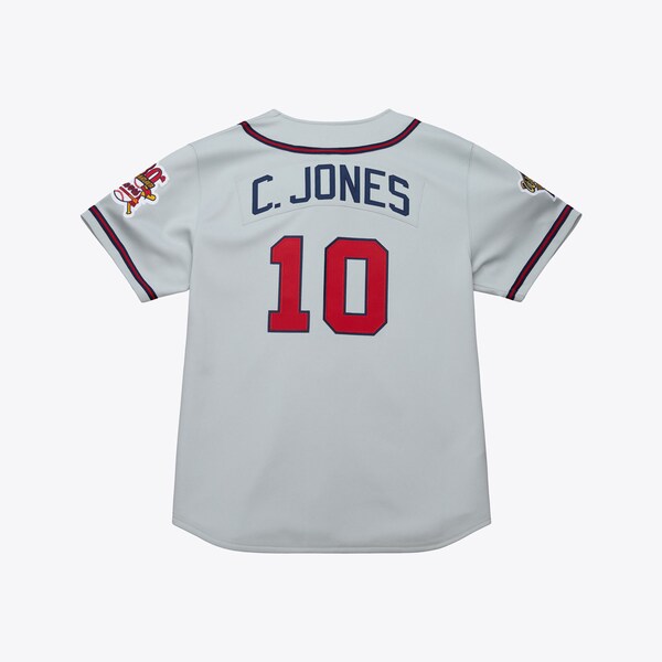 Chipper Jones Atlanta Braves 1995 Gray Authentic Throwback Jersey 3 Chipper Jones Atlanta Braves 1995 Gray Authentic Throwback Jersey