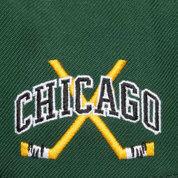 Chicago Blackhawks M&N x Just Don Green/Black Wave Script Pro Crown Strapback Hat