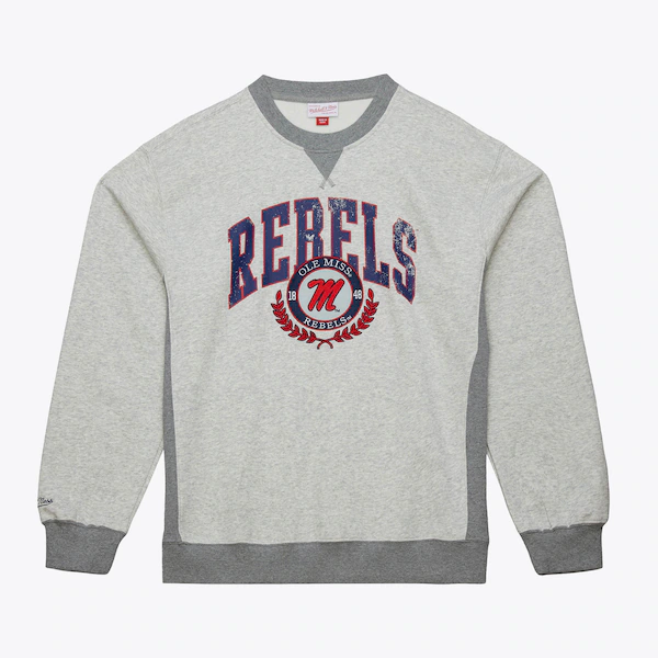 Ole Miss Rebels Gray Premium Team Logo Fleece Pullover Sweatshirt