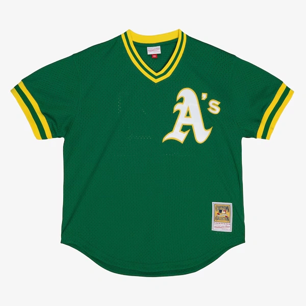 Men's Rickey Henderson Athletics Kelly Green 1991 Mesh Batting Practice Jersey
