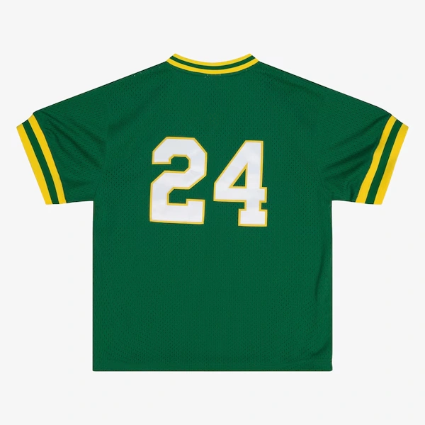 Men's Rickey Henderson Athletics Kelly Green 1991 Mesh Batting Practice Jersey 3 Men's Rickey Henderson Athletics Kelly Green 1991 Mesh Batting Practice Jersey