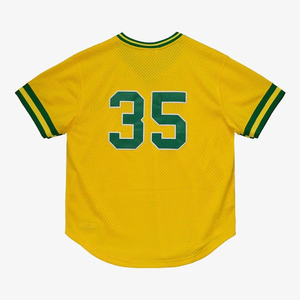 Men's Rickey Henderson Athletics Gold 1984 Mesh Batting Practice Jersey 3 Men's Rickey Henderson Athletics Gold 1984 Mesh Batting Practice Jersey