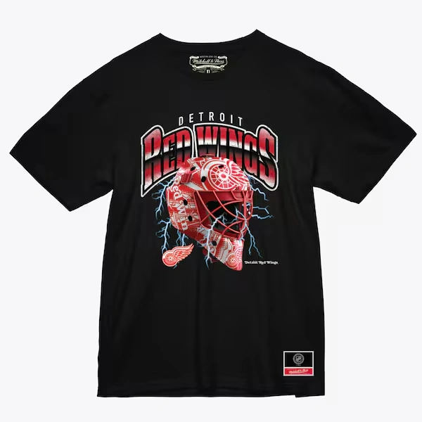 Detroit Red Wings Black Crease Lightning T-Shirt
