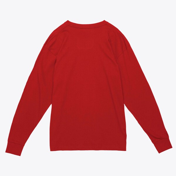 Detroit Red Wings Red Striped Logo Lockup Slub Long Sleeve T-Shirt