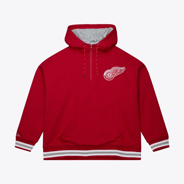 Detroit Red Wings Red Throwback Quilted Fleece Quarter-Zip Hoodie