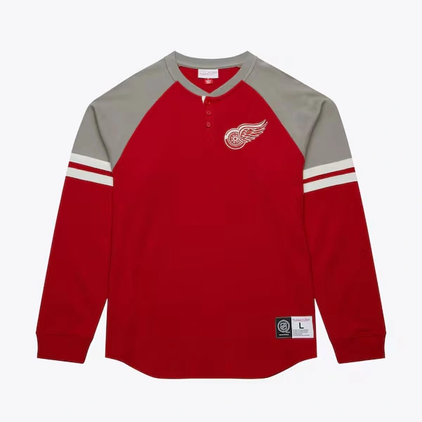 Detroit Red Wings Red Thermal Henley Top