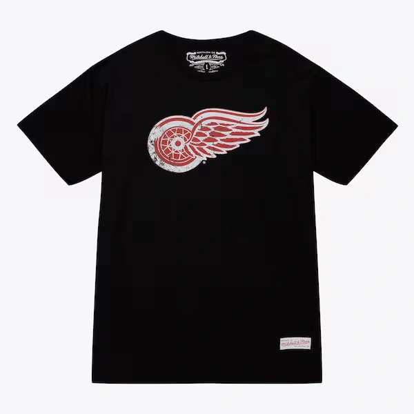 Detroit Red Wings Black Distressed Basic Logo T-Shirt