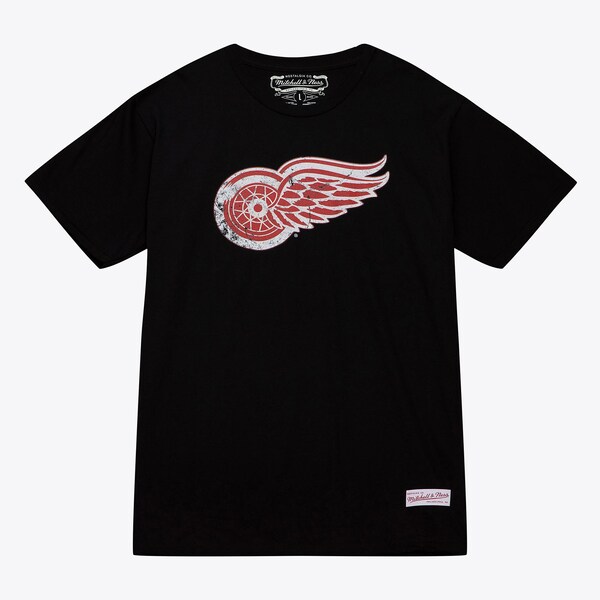 Detroit Red Wings Black Distressed Basic Logo T-Shirt