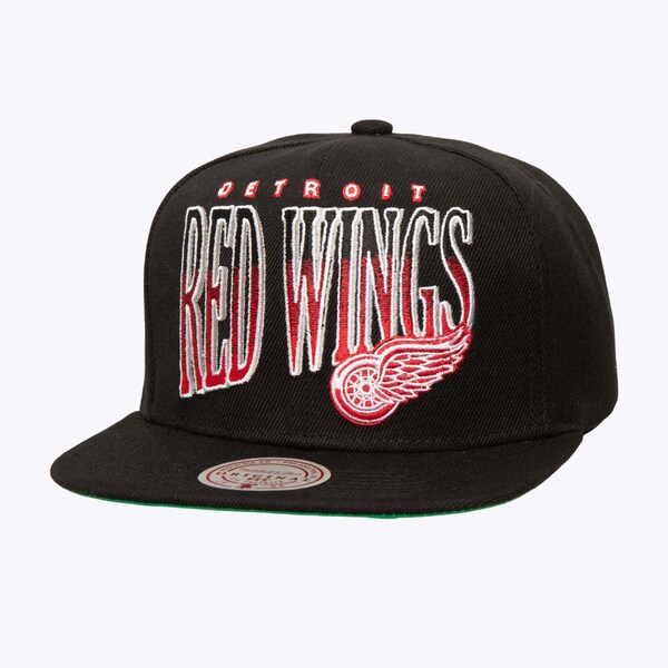 Detroit Red Wings Black Line Work Snapback Vintage Hockey OG Snapback Hat