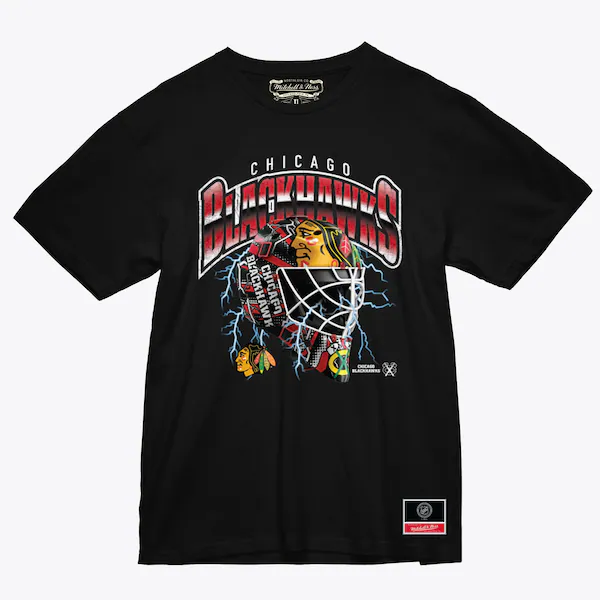 Chicago Blackhawks Black Crease Lightning T-Shirt