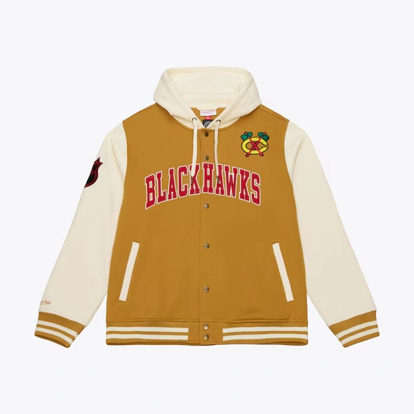 Chicago Blackhawks Brown/Cream Dusted Fleece Full-Snap Jacket