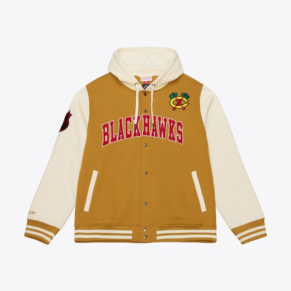 Chicago Blackhawks Brown/Cream Dusted Fleece Full-Snap Jacket