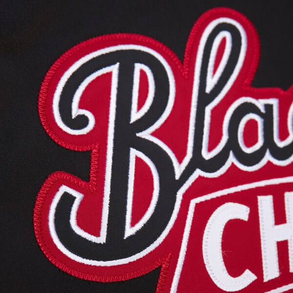 Chicago Blackhawks Black Vintage Logo Double Clutch Lightweight Satin Raglan Full-Snap Jacket