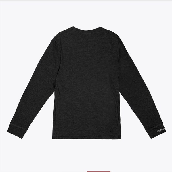 Chicago Blackhawks Black Striped Logo Lockup Slub Long Sleeve T-Shirt