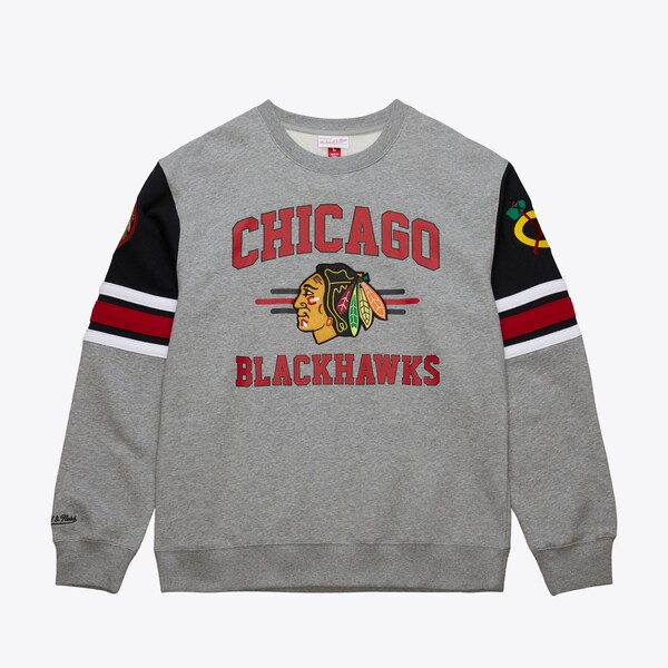 Chicago Blackhawks Heather Gray Allover 4.0 Fleece Pullover Sweatshirt