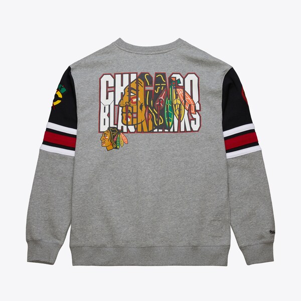 Chicago Blackhawks Heather Gray Allover 4.0 Fleece Pullover Sweatshirt