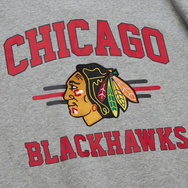 Chicago Blackhawks Heather Gray Allover 4.0 Fleece Pullover Sweatshirt