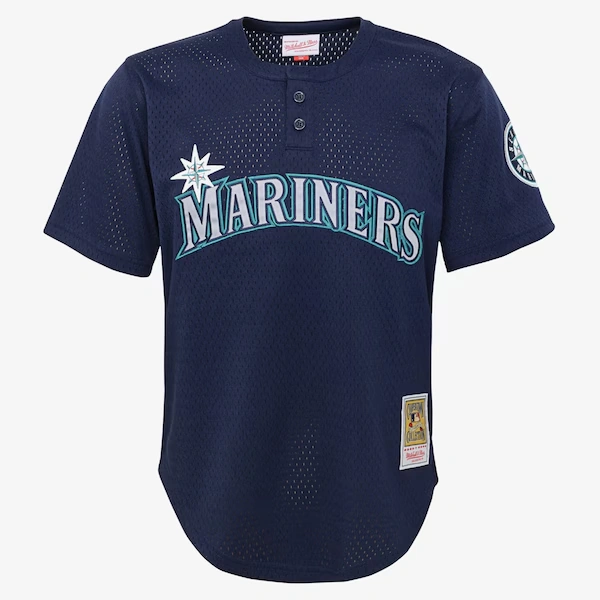 Youth Ken Griffey Jr. Navy Seattle Mariners 1995 Cooperstown Collection Authentic Batting Practice Jersey
