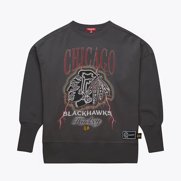 Women's Chicago Blackhawks Charcoal Lightweight Crew 4.0 Pullover Sweatshirt