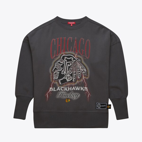 Women's Chicago Blackhawks Charcoal Lightweight Crew 4.0 Pullover Sweatshirt