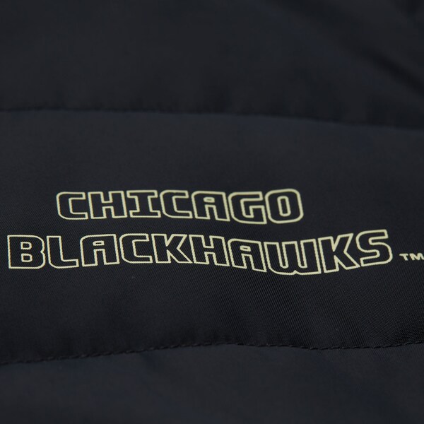 Women's Chicago Blackhawks Black Cropped Full-Snap Puffer Vest