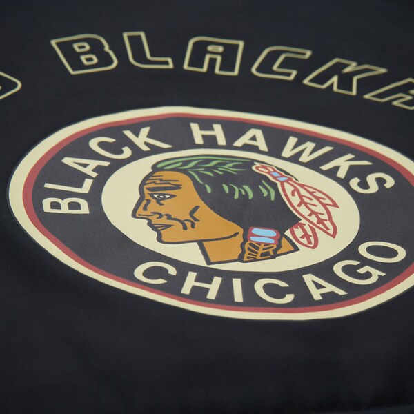 Women's Chicago Blackhawks Black Cropped Full-Snap Puffer Vest