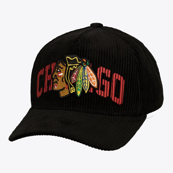 Chicago Blackhawks Black Arch Stamp Pro Pinch Snapback Hat