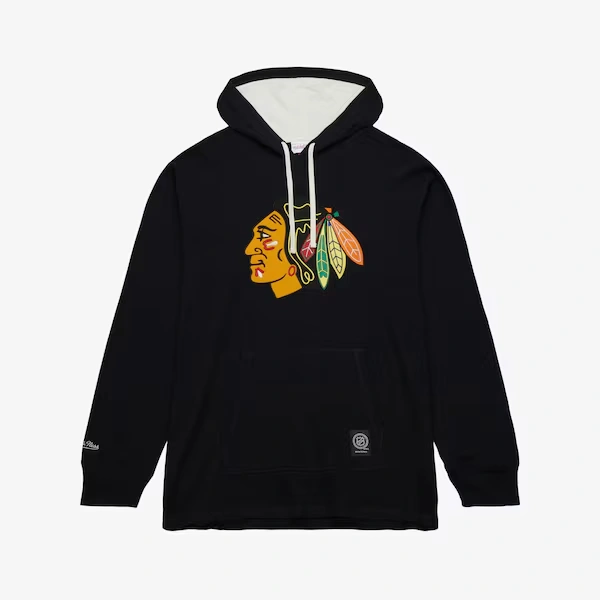 Chicago Blackhawks Black Thermal Lightweight Pullover Hoodie