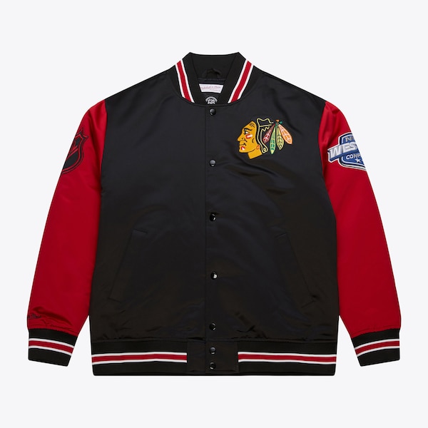 Chicago Blackhawks Black Prime Time Heavyweight Satin Full-Snap Jacket