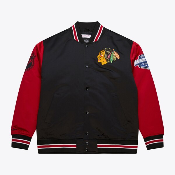 Chicago Blackhawks Black Prime Time Heavyweight Satin Full-Snap Jacket