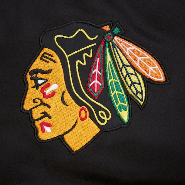 Chicago Blackhawks Black Prime Time Heavyweight Satin Full-Snap Jacket