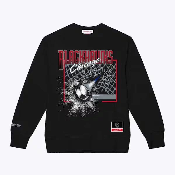 Chicago Blackhawks Black Top Corner Pullover Sweatshirt