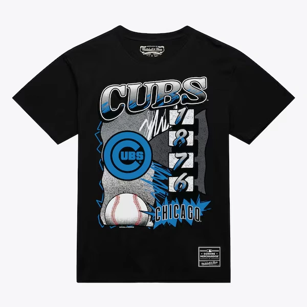 Chicago Cubs Black Overspray T-Shirt